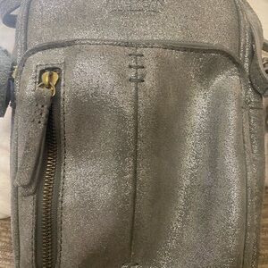 American Leather Company Gray Metallic Cleveland North South Crossbody Bag